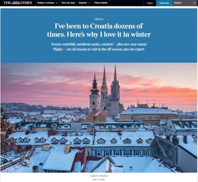 Zimske ljepote Hrvatske na naslovnici The Sunday Timesa